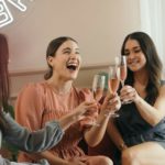 Cheerful Women Having a Toast of Rosé Wine