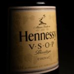 Close up of Hennessy logo on a bottle